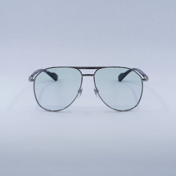 Gucci GG1220S 006 Sunglasses Silver Aviator Frame, Transparent To Blue Lenses main image 8